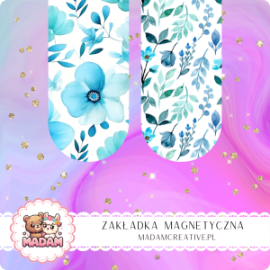 Zakładka Magnetyczna 2 szt. MaDam Niebieskie Kwiaty – Kwiaty pachnące wiedzą, idealne na romantyczne zakończenia!
