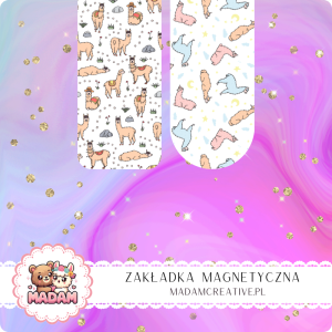 Zakładka Magnetyczna 2 szt. MaDam Urocze Alpaki – Alpaki zawsze wiedzą, kiedy zrobić sobie przerwę... a Ty?