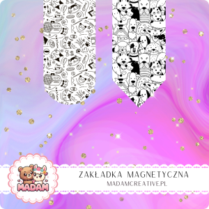 Zakładka Magnetyczna 2 szt. MaDam Czarno-białe Koty– Wzory tak proste, że nawet kot by to zrozumiał... no, może.