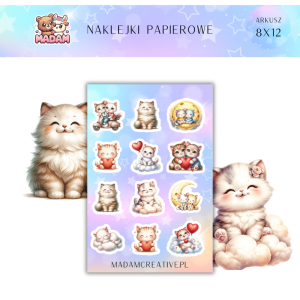 Naklejki Papierowe MaDam 8x12 - Urocze Kotki - Koci urok, który rozgrzeje każde serce!