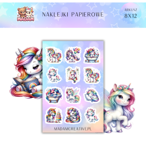 Naklejki Papierowe MaDam 8x12 - Tęczowe Jednorożce - Magia tęczy i jednorożców na wyciągnięcie ręki!