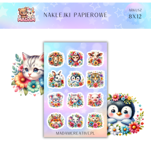Naklejki Papierowe MaDam 8x12 - Wesołe Pingwinki i Kotki - Te maluchy dodadzą koloru każdemu dniu!
