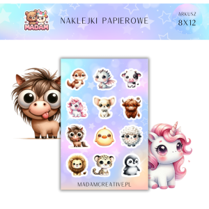 Naklejki Papierowe MaDam 8x12 - Wesołe Zwierzątka - Bo kto nie lubi uroczych zwierzaków?