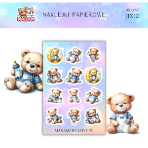 Naklejki Papierowe MaDam 8x12 - Uśmiechnięte Misie - Te misie roztopią każde serce!