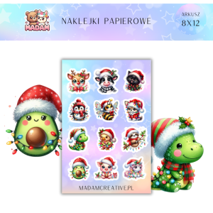 Naklejki Papierowe MaDam 8x12 - Świąteczne Stworki - Bo święta z uśmiechem są jeszcze lepsze!