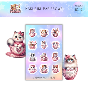 Naklejki Papierowe MaDam 8x12 - Urocze Kotki - Te kotki mają styl, idealne na każdą okazję!