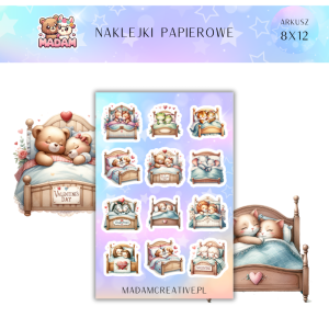 Naklejki Papierowe MaDam 8x12 - Senne Misie - Idealne na notatki przed snem... i po drzemce!
