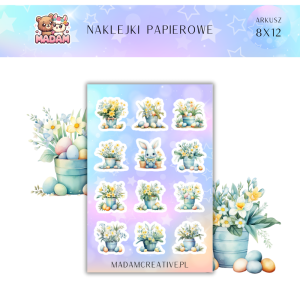Naklejki Papierowe MaDam 8x12 - Wielkanocne Bukiety - Idealne do koszyka... nawet jeśli to nie jest koszyk wielkanocny!