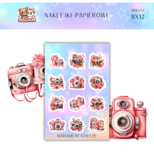 Naklejki Papierowe MaDam 8x12 - Vintage Aparaty - Retro styl na Twoich notatkach, bo kto nie kocha nostalgii!