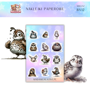 Naklejki Papierowe MaDam 8x12 - Sowy i Pisklaki - Te sowy to prawdziwi znawcy zabawy!