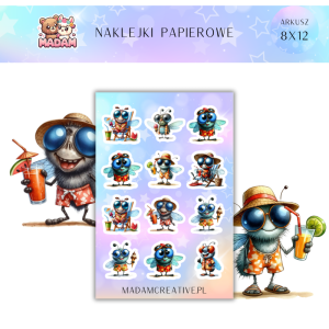 Naklejki Papierowe MaDam 8x12 - Wakacyjna Brygada - Idealne na lato! Te robaczki mają stylowe okulary i drinki!