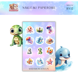Naklejki Papierowe MaDam 8x12 - Żółw i Morska Ferajna - Dodaj do kolekcji i włącz tryb relaks jak nasz żółwik!