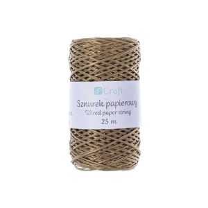 Sznurek papierowy z drucikiem złoty 25 m, Dp Craft