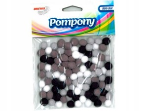Pompony dekoracyjne szare 10mm 100 szt. POM14, Brewis