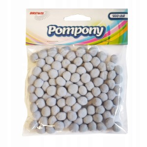 Pompony dekoracyjne szare 10mm 100 sztuk POM48, Brewis