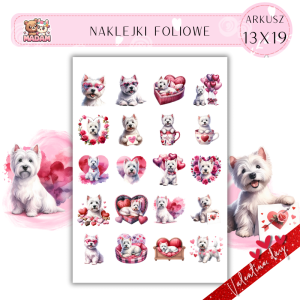 Naklejki Foliowe 13x19 Walentynkowy West Highland Terrier Miłość – Psia lojalność w walentynkowym wydaniu! Madam