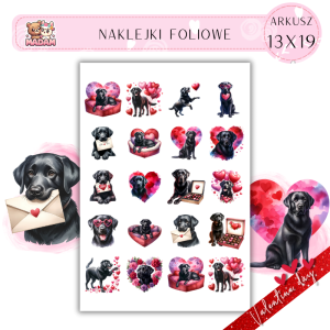Naklejki Foliowe 13x19 Walentynkowy Czarny Labrador – Miłość na czterech łapach! Madam