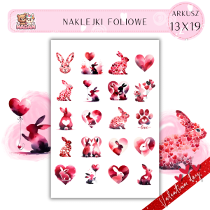 Naklejki Foliowe 13x19 Walentynki Zakochany Króliczek – Miłość skacze z radości! Madam
