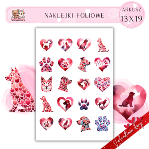 Naklejki Foliowe 13x19 Walentynki Psia Miłość – Wierność zapisana w sercu! Madam