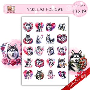 Naklejki Foliowe 13x19 Walentynki Pies Husky – Miłość o chłodnym spojrzeniu i gorącym sercu! Madam