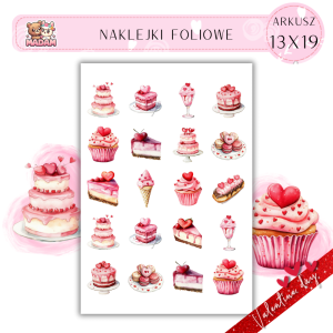 Naklejki Foliowe 13x19 Walentynkowe Desery – Słodycz, która rozgrzewa serca! Madam