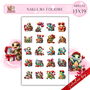 Naklejki Foliowe 13x19 Walentynkowy Zabawny Żółw – Miłość, która nigdy się nie spieszy! Madam