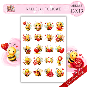 Naklejki Foliowe 13x19 Urocza Walentynkowa Pszczółka – Miłość, która bzyczy w powietrzu! Madam
