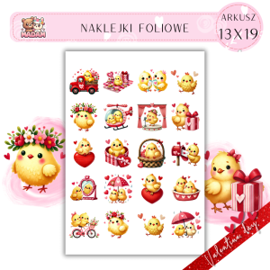 Naklejki Foliowe 13x19 Uroczy Walentynkowy Kurczaczek – Miłość wykluwa się z serca! Madam