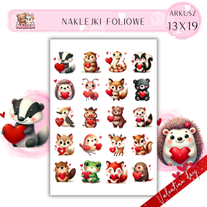Naklejki Foliowe 13x19 Walentynkowe Leśne Zwierzątka – Miłość szepcze wśród drzew! Madam
