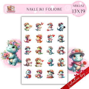 Naklejki Foliowe 13x19 Walentynkowy Dinozaur – Prehistoryczna miłość w nowoczesnym stylu! Madam