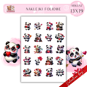 Naklejki Foliowe 13x19 Walentynkowa Zabawna Panda – Miłość na bambusowej ścieżce! Madam