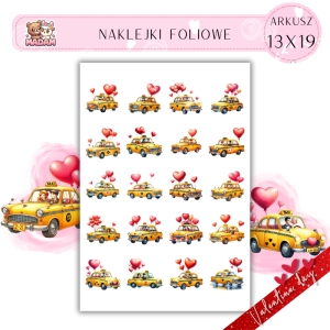 Naklejki Foliowe 13x19 Walentynkowa Taksówka Miłości – Podróż prosto do serca! Madam
