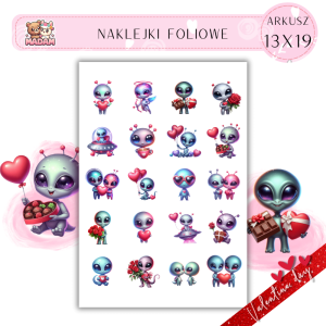 Naklejki Foliowe 13x19 Walentynkowe Kosmici – Miłość nie z tej ziemi! Madam
