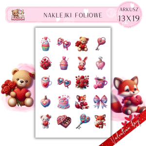 Naklejki Foliowe 13x19 Walentynkowe Szydełkowe Walentynki – Miłość spleciona z pasją! Madam