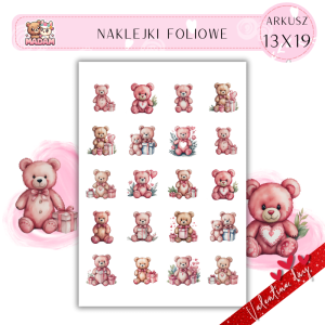 Naklejki Foliowe 13x19 Walentynkowy Akwarelowy Miś – Delikatność i miłość w każdym pociągnięciu pędzla! Madam