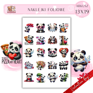 Naklejki Foliowe 13x19 Walentynkowa Zabawna Panda – Miłość z odrobiną bambusowego humoru! Madam