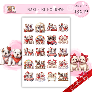 Naklejki Foliowe 13x19 Walentynkowy Romantyczny Buldog – Miłość z charakterem! Madam