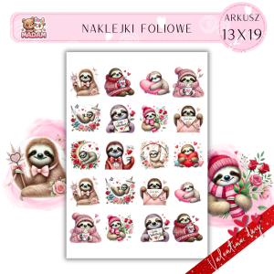 Naklejki Foliowe 13x19 Walentynkowy Leniwiec – Miłość w zwolnionym tempie! Madam