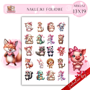 Naklejki Foliowe 13x19 Walentynkowe Zwierzątka z Łapkami w Kształcie Serca – Miłość na wyciągnięcie łapki! Madam