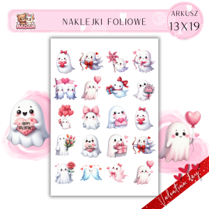 Naklejki Foliowe 13x19 Walentynkowy Uroczy Duszek – Miłość, która nie straszy! Madam