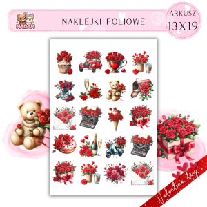 Naklejki Foliowe 13x19 Walentynkowe Radosne Róże – Kwiaty, które mówią "Kocham Cię"! Madam