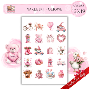 Naklejki Foliowe 13x19 Różowe Walentynki z Fantazją – Miłość w bajkowym stylu! Madam