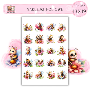 Naklejki Foliowe Pszczółka na Kwiatach – Zamiast miodu, radość! Madam 13x19
