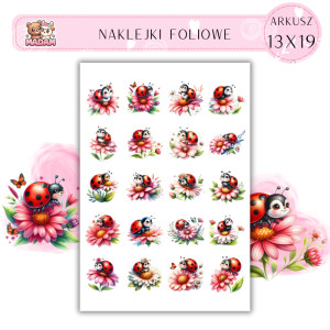Naklejki Foliowe Biedronka na Kwiatku – Mała, czerwona i wciąż na pachnących wakacjach! Madam 13x19
