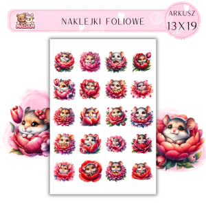 Naklejki Foliowe Myszka w Kwiecie – Mały lokator w pachnącym apartamencie! Madam 13x19