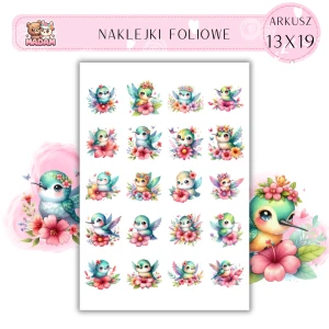 Naklejki Foliowe Wiosenny Koliber – Mały akrobata z kwiatową misją! Madam 13x19