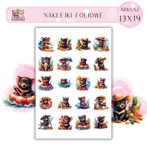 Naklejki Foliowe Letni Diabeł Tasmański – Gorący temperament, ale plażowy luz! Madam 13x19