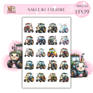 Naklejki Foliowe Traktorek – Mały, zwinny i zawsze gotowy na rolne przygody! Madam 13x19