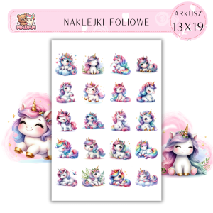 Naklejki Foliowe Jednorożec – Magia, tęcza i grzywa, która nigdy się nie plącze! Madam 13x19