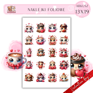 Naklejki Foliowe Walentynkowa Kawka – Miłość w każdej filiżance! Madam 13x19